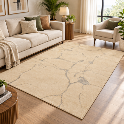 Marble Ivory New Zealand Wool Rug | Veining Pattern (GG)