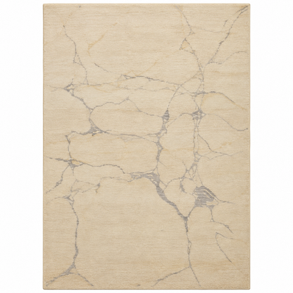 Marble Ivory New Zealand Wool Rug | Veining Pattern (GG)