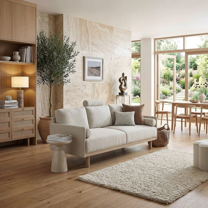 Mari Upholstered Fabric 3-Seater Sofa W 193 x D 78 x H 88 cm - (OT)