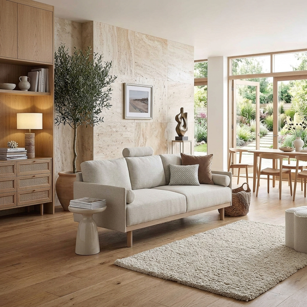 Mari Upholstered Fabric 3-Seater Sofa W 193 x D 78 x H 88 cm - (OT)