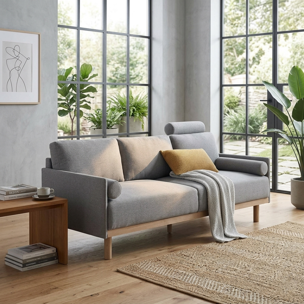 Mari Upholstered Fabric 3-Seater Sofa W 193 x D 78 x H 88 cm - (OT)