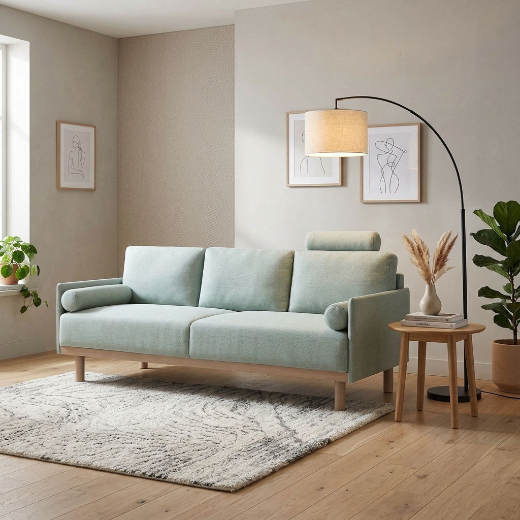 Mari Upholstered Fabric 3-Seater Sofa W 193 x D 78 x H 88 cm - (OT)
