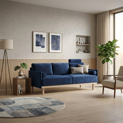 Mari Upholstered Fabric 3-Seater Sofa W 193 x D 78 x H 88 cm - (OT)