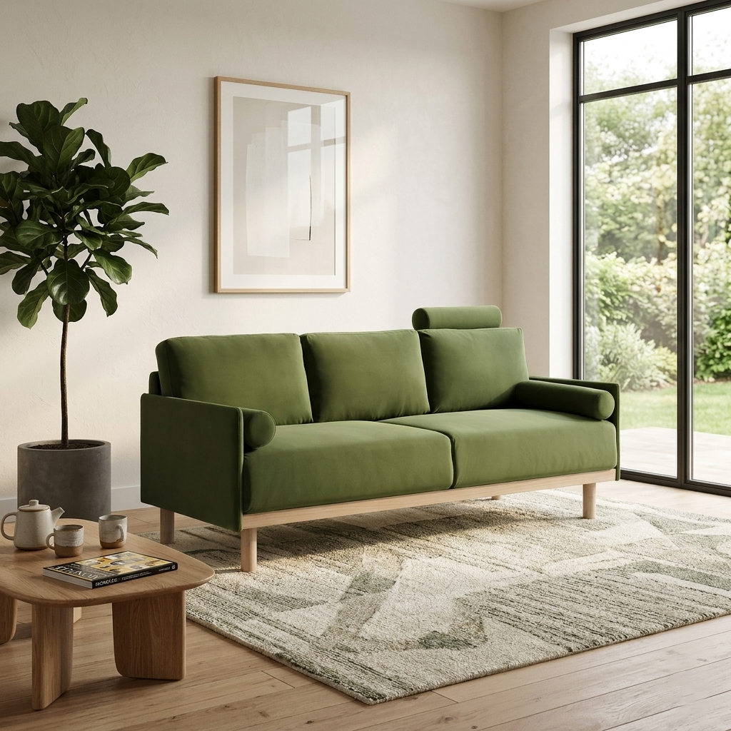Mari Upholstered Fabric 3-Seater Sofa W 193 x D 78 x H 88 cm - (OT)
