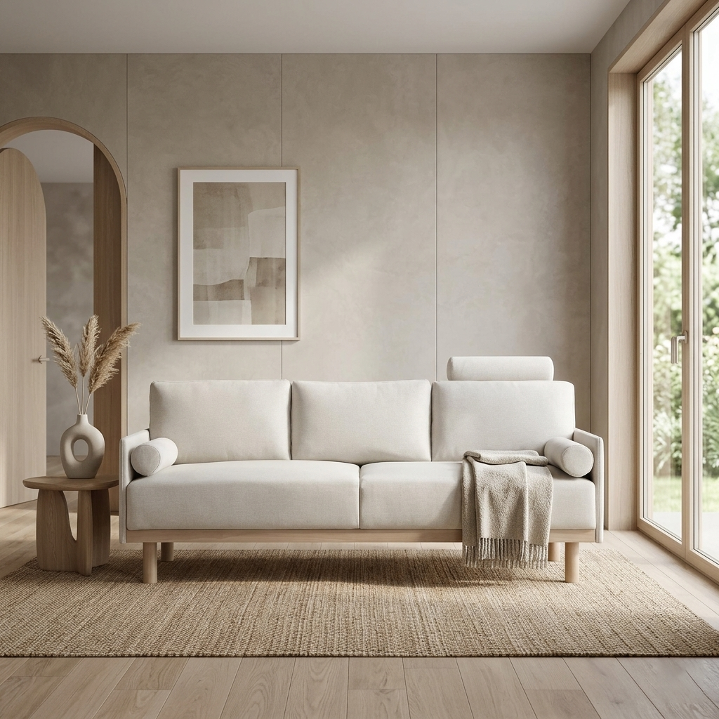 Mari Upholstered Fabric 3-Seater Sofa W 193 x D 78 x H 88 cm - (OT)