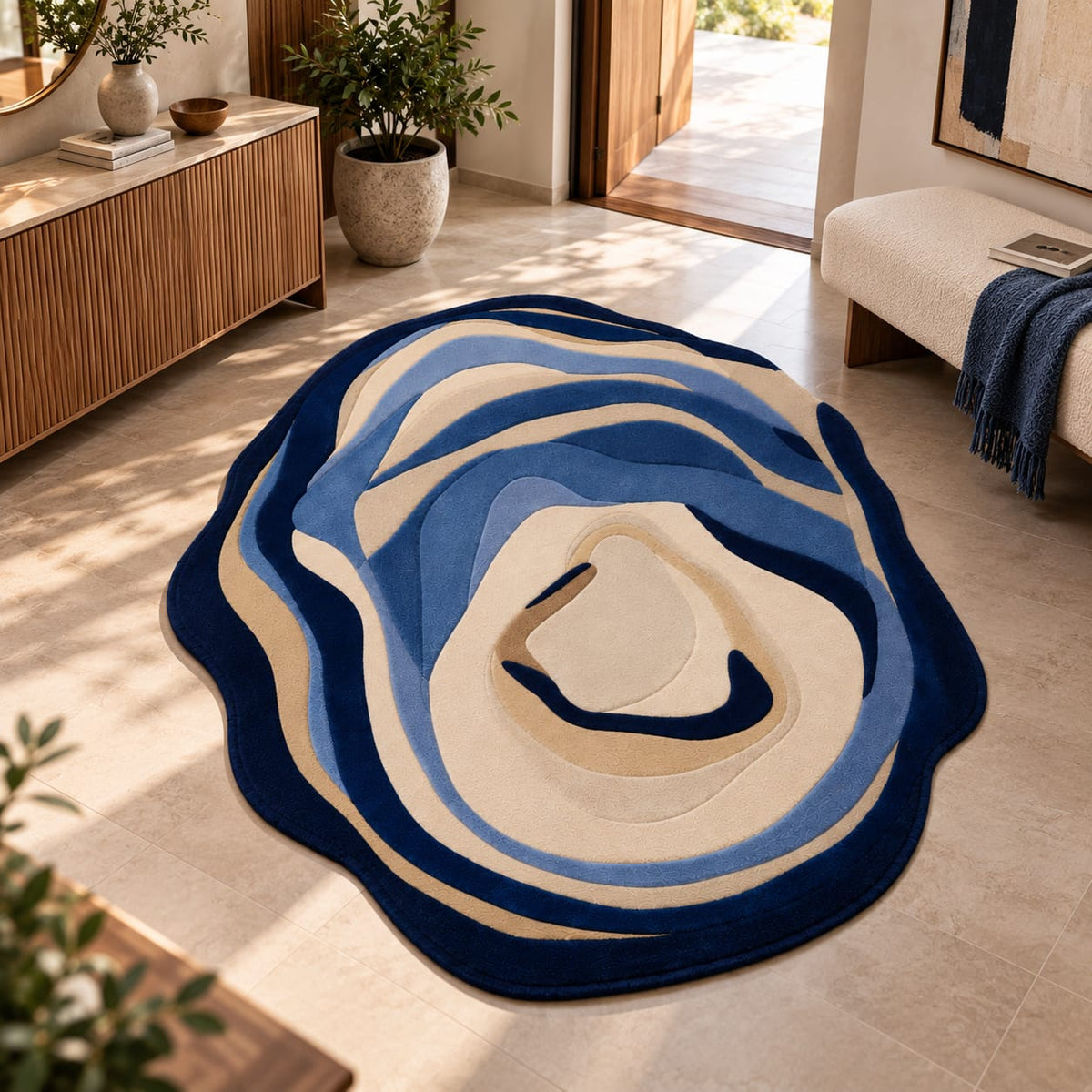 Midnight Flow Rug | Layered Flowing Organic Curves (GG)