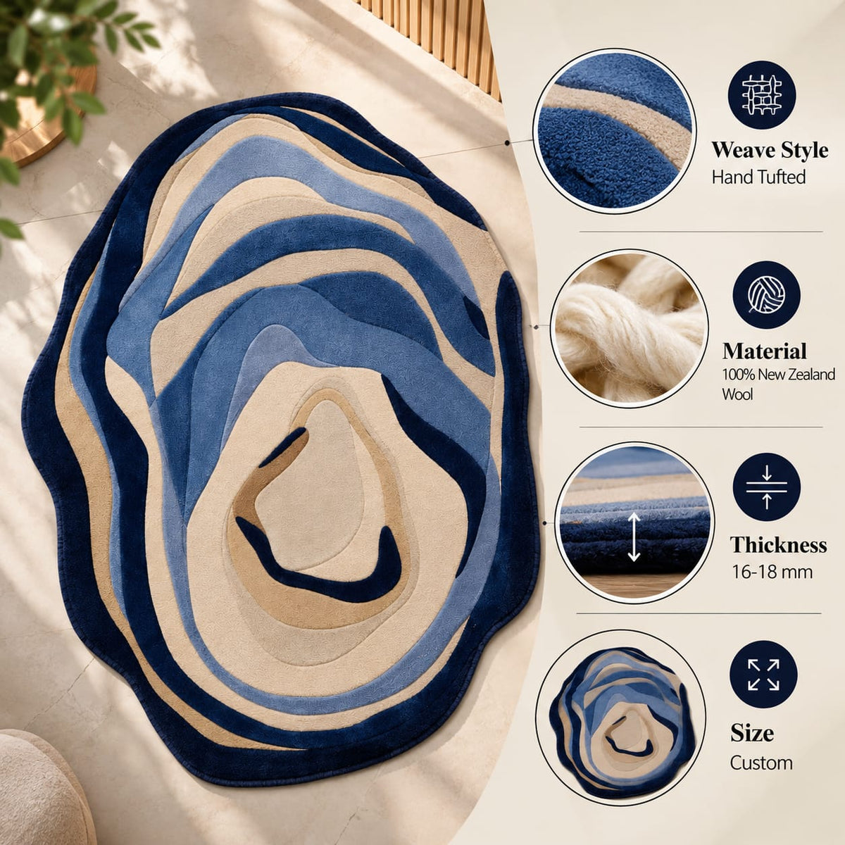 Midnight Flow Rug | Layered Flowing Organic Curves (GG)