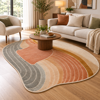 Modern Contour New Zealand Wool Rug | Flowing Contour Abstract Pattern (GG)