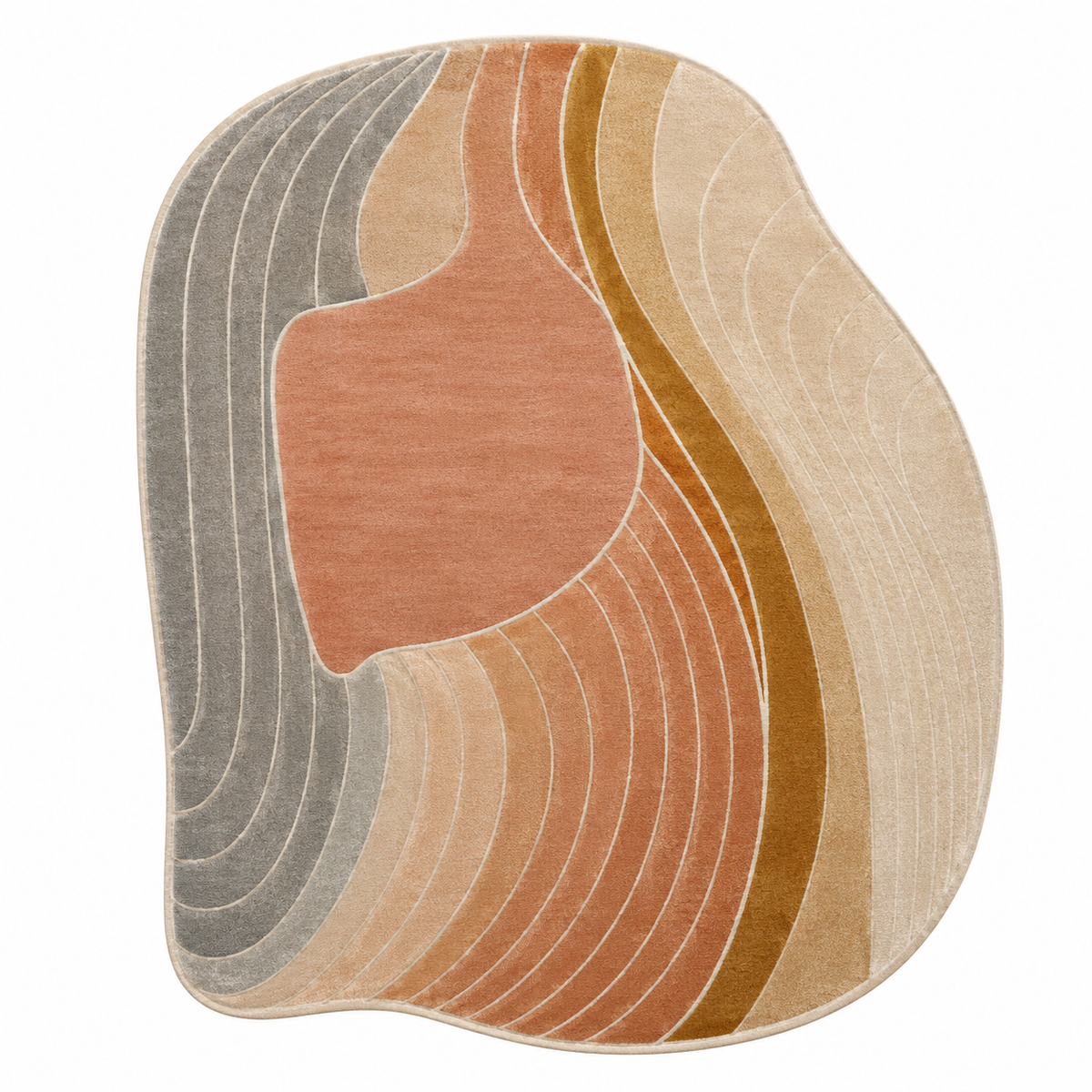 Modern Contour New Zealand Wool Rug | Flowing Contour Abstract Pattern (GG)
