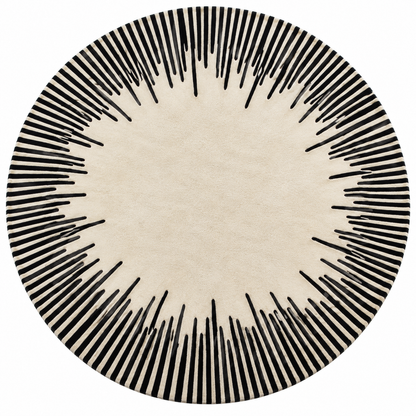 Modern Geometric Starburst Round Rug | Multi-Layered Geometric Starburst Motif (GG)