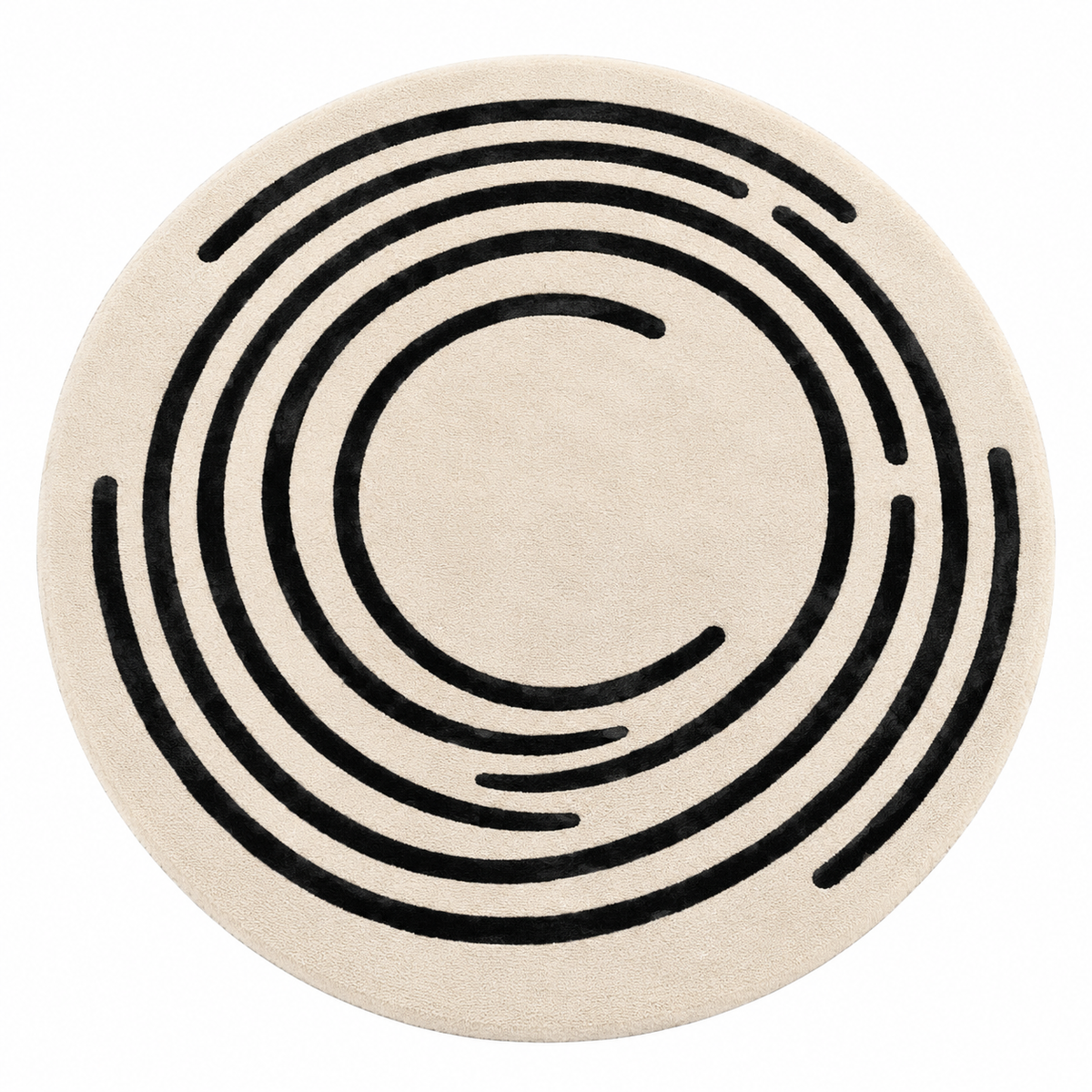 Modern Labyrinth Concentric Round Rug | Broken Concentric Labyrinth Rings (GG)