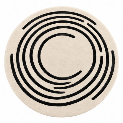 Modern Labyrinth Concentric Round Rug | Broken Concentric Labyrinth Rings (GG)