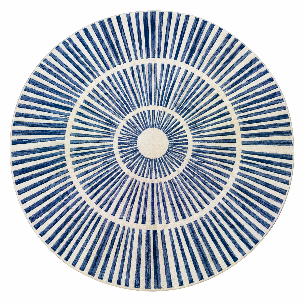 Modern Radiating Dashed Round Rug | Multi-Layered Concentric Radiating Dashed Lines (GG)