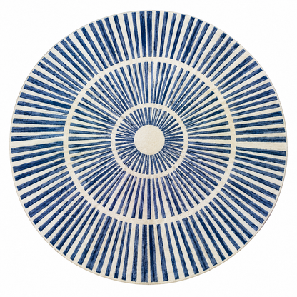 Modern Radiating Dashed Round Rug | Multi-Layered Concentric Radiating Dashed Lines (GG)