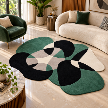 Modern Sculptural New Zealand Wool Rug | Flowing Sculptural Organic Shapes (GG)