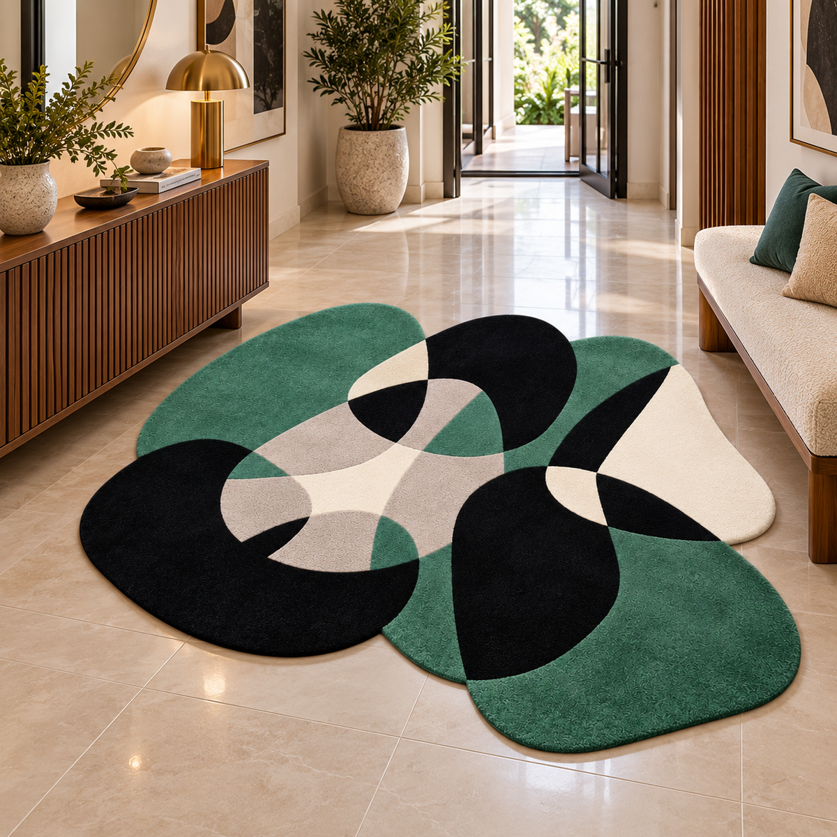 Modern Sculptural New Zealand Wool Rug | Flowing Sculptural Organic Shapes (GG)
