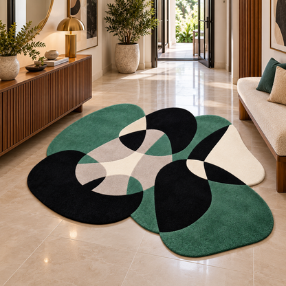 Modern Sculptural New Zealand Wool Rug | Flowing Sculptural Organic Shapes (GG)