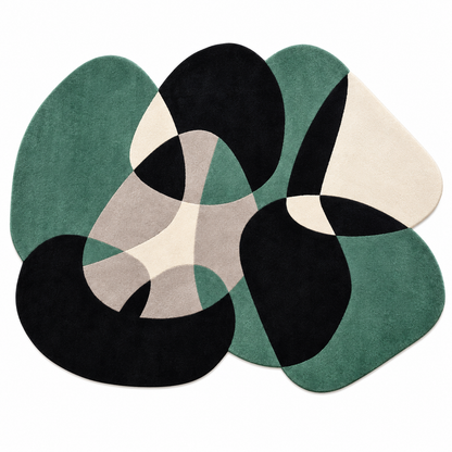 Modern Sculptural New Zealand Wool Rug | Flowing Sculptural Organic Shapes (GG)
