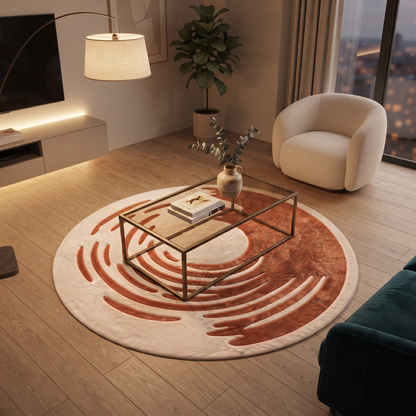 Modern Spiral Wool Rug | Artistic Crescent Spiral Pattern (GG)