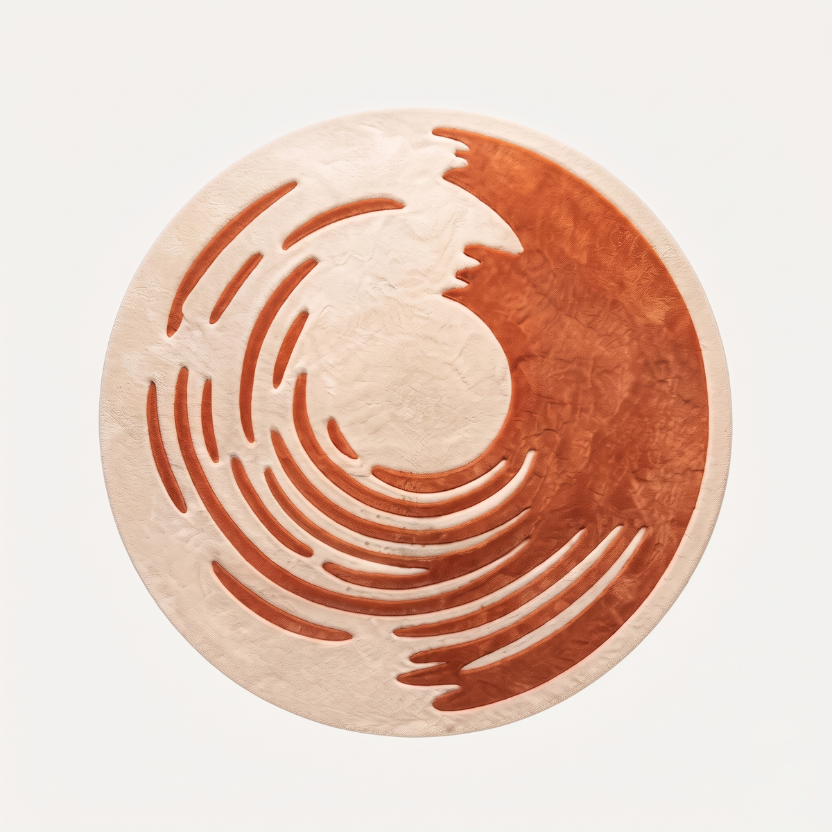 Modern Spiral Wool Rug | Artistic Crescent Spiral Pattern (GG)