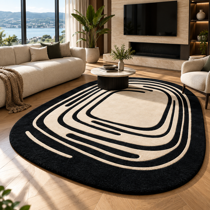 Monochrome Flow Rug | Flowing Monochrome Line Pattern (GG)