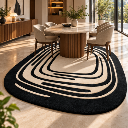 Monochrome Flow Rug | Flowing Monochrome Line Pattern (GG)