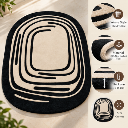 Monochrome Flow Rug | Flowing Monochrome Line Pattern (GG)