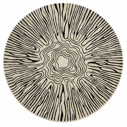 Monochrome Radiant Rug | Circular Radial Wood Grain Pattern (GG)