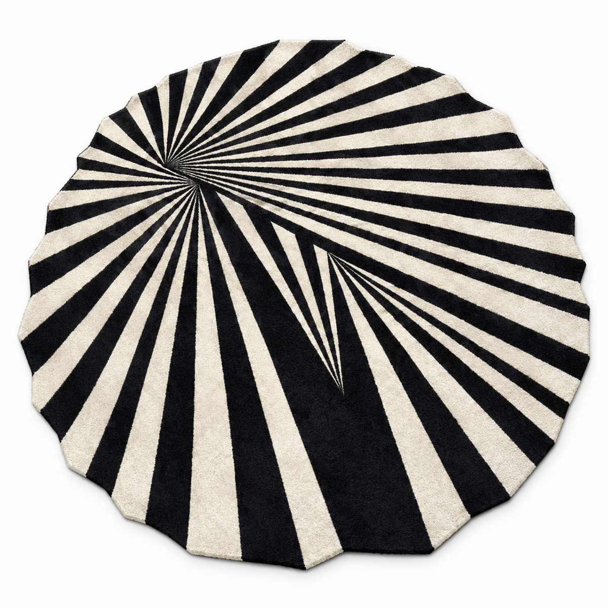 Monochrome Spiral Burst Rug | Radial Spiral Burst Stripe Pattern (GG)