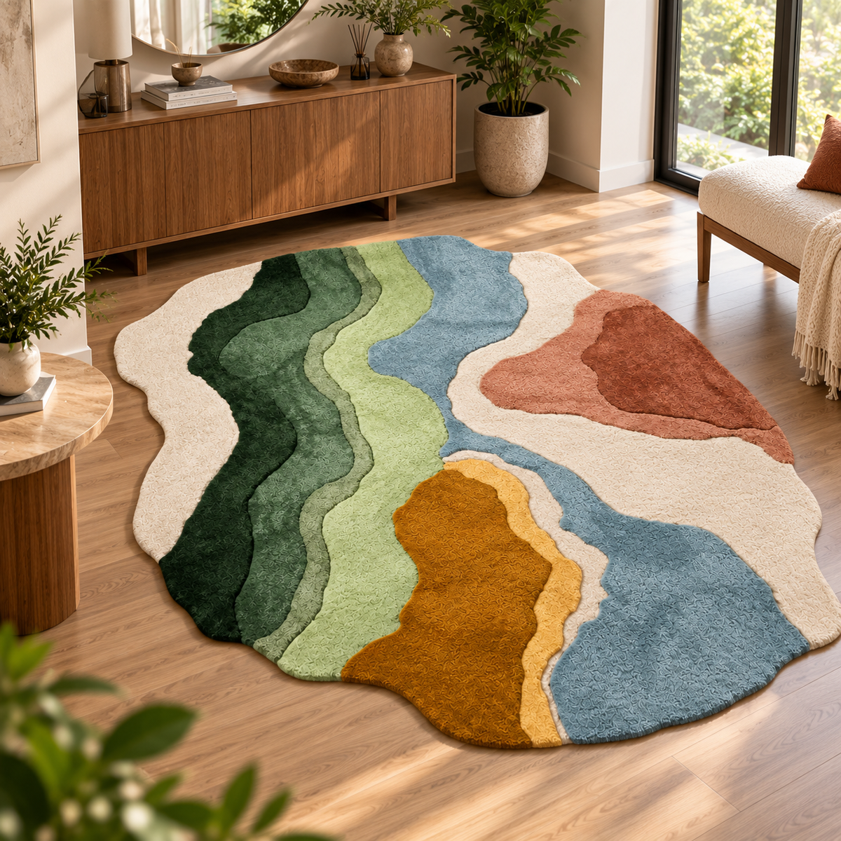 Nature Flow Rug | Nature-Inspired Flowing Organic Landscape Pattern (GG)