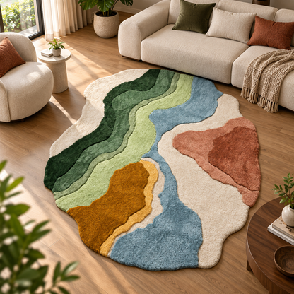 Nature Flow Rug | Nature-Inspired Flowing Organic Landscape Pattern (GG)