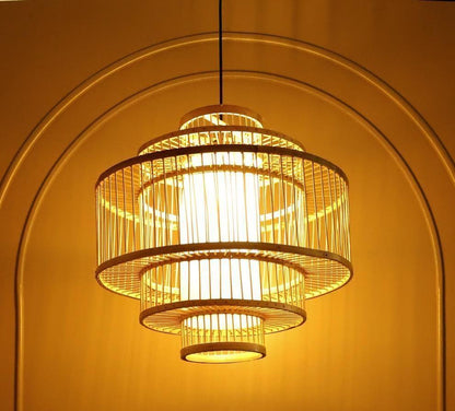 Bohemian Bamboo Fringe Lamp Shade D45cm x H45cm (D)