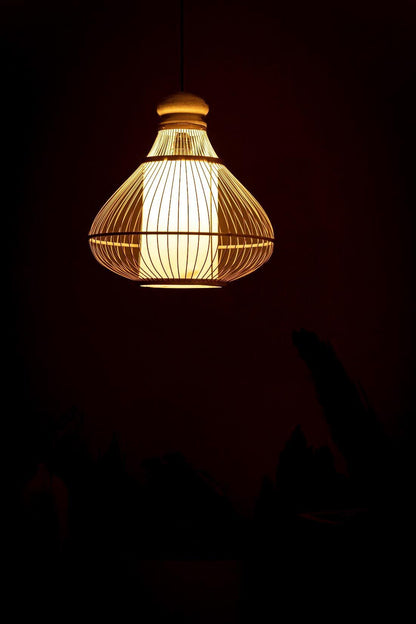 Artisanal Gourd-Shaped Bamboo Lamp Shade D40cm x H40cm (D)