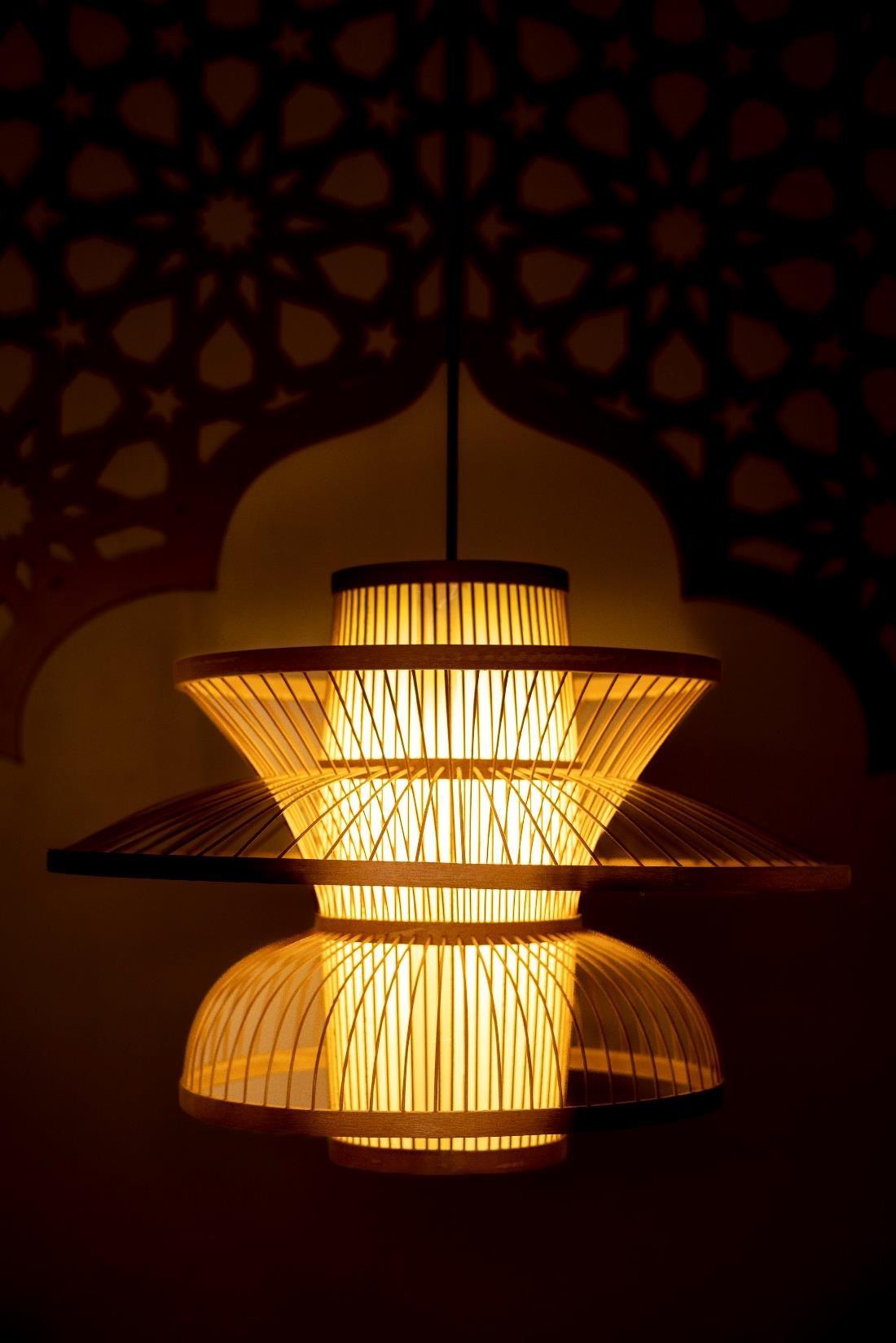 Tiered Bamboo Japanese Lantern Bamboo Lamp Shade D40cm x H40cm (D)