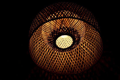 Geometric Weave Rattan Dome Bamboo Lamp Shade D50cm x H35cm (D)