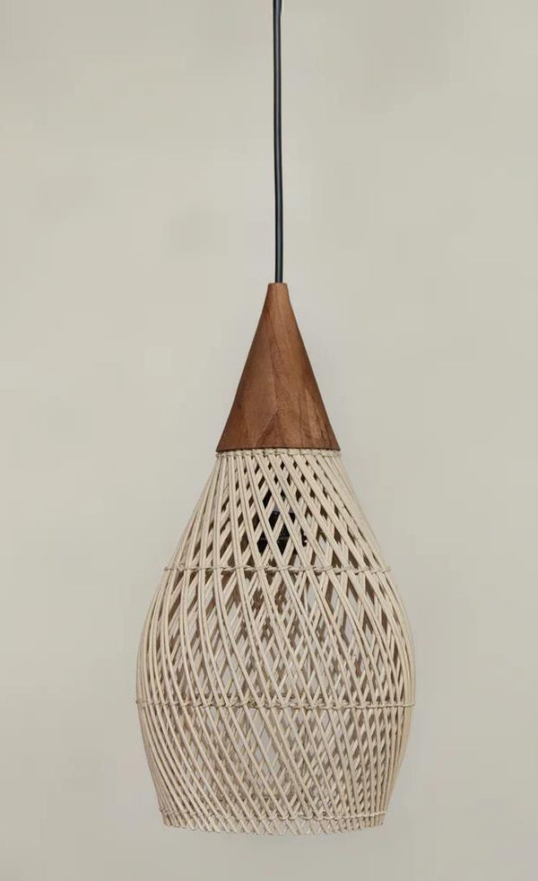 Modern Two-Tone Rattan Gourd Bamboo Lamp Shade D23cm x H50cm (D)