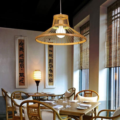 Flared Two-Tiered Bamboo Lamp Shade D40cm x H23cm (D)