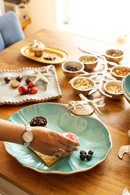 Aluminium Ocean Blue Scallop Server (UHD) Urban Nivasa