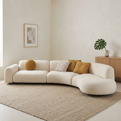 Odette Grand Curved Bouclé Modular Sofa (3600mm) - (NO)