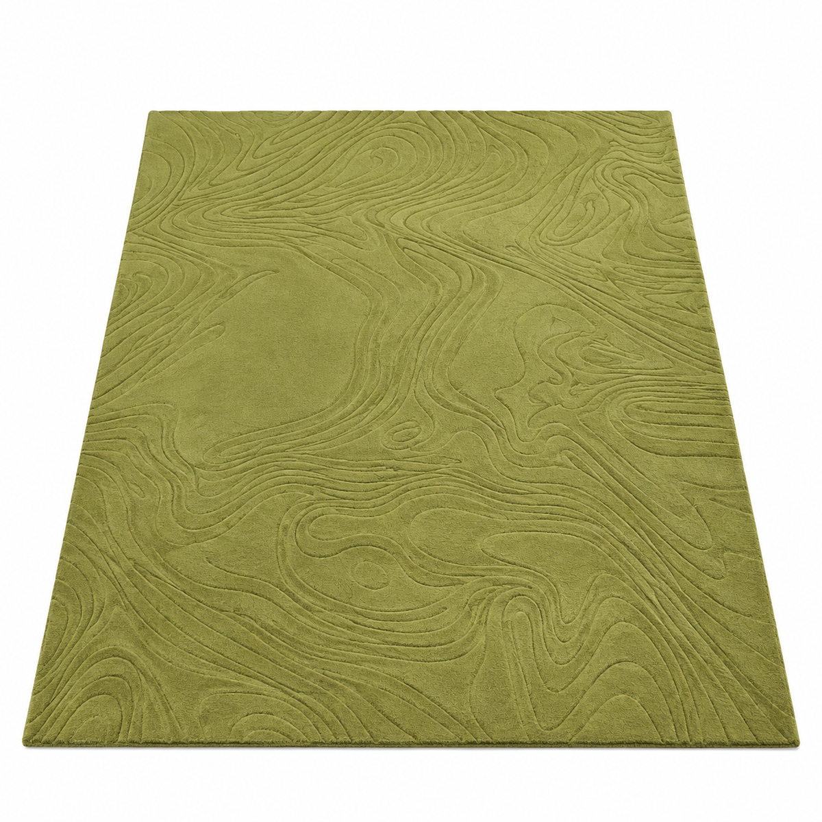Olive Abstract Rug | Embossed Contour Abstract Pattern (GG)
