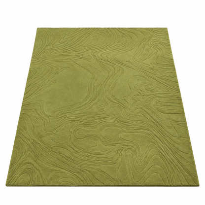 Olive Abstract Rug | Embossed Contour Abstract Pattern (GG)