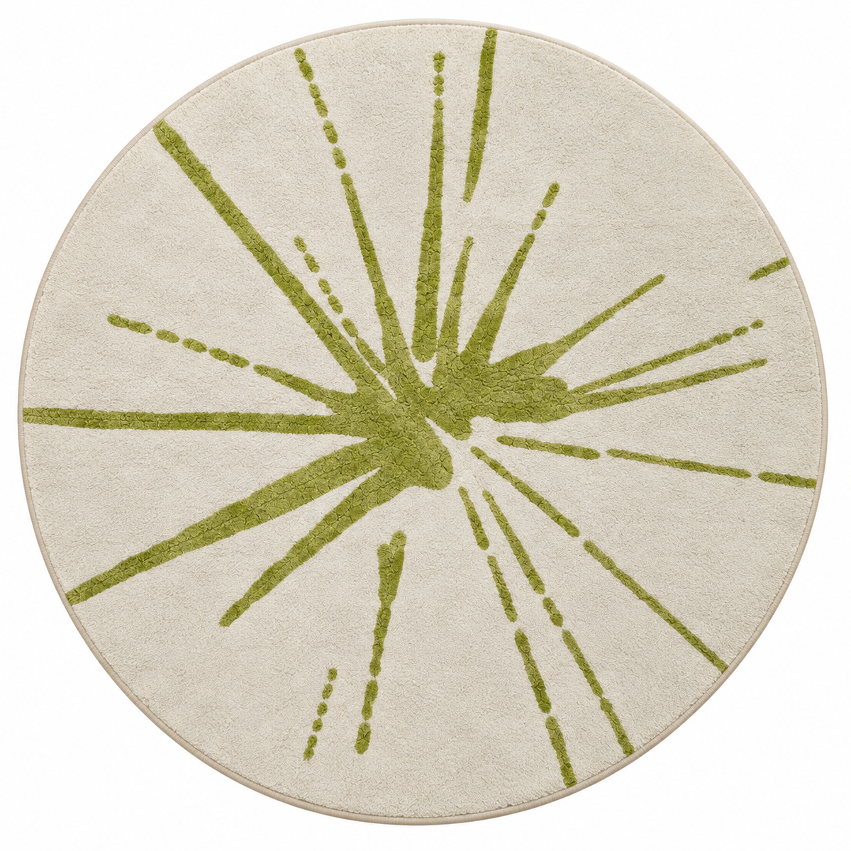 Olive Sunburst Round Rug - 3*3ft | Radiating Olive Sunburst Pattern (GG)