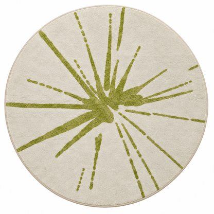 Olive Sunburst Round Rug - 3*3ft | Radiating Olive Sunburst Pattern (GG)
