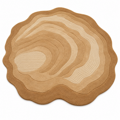 Organic Beige New Zealand Wool Rug | Organic Flowing Contour Pattern (GG)