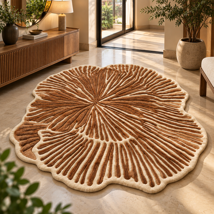 Organic Bloom Tufted Rug | Radial Flowing Petal Pattern (GG)