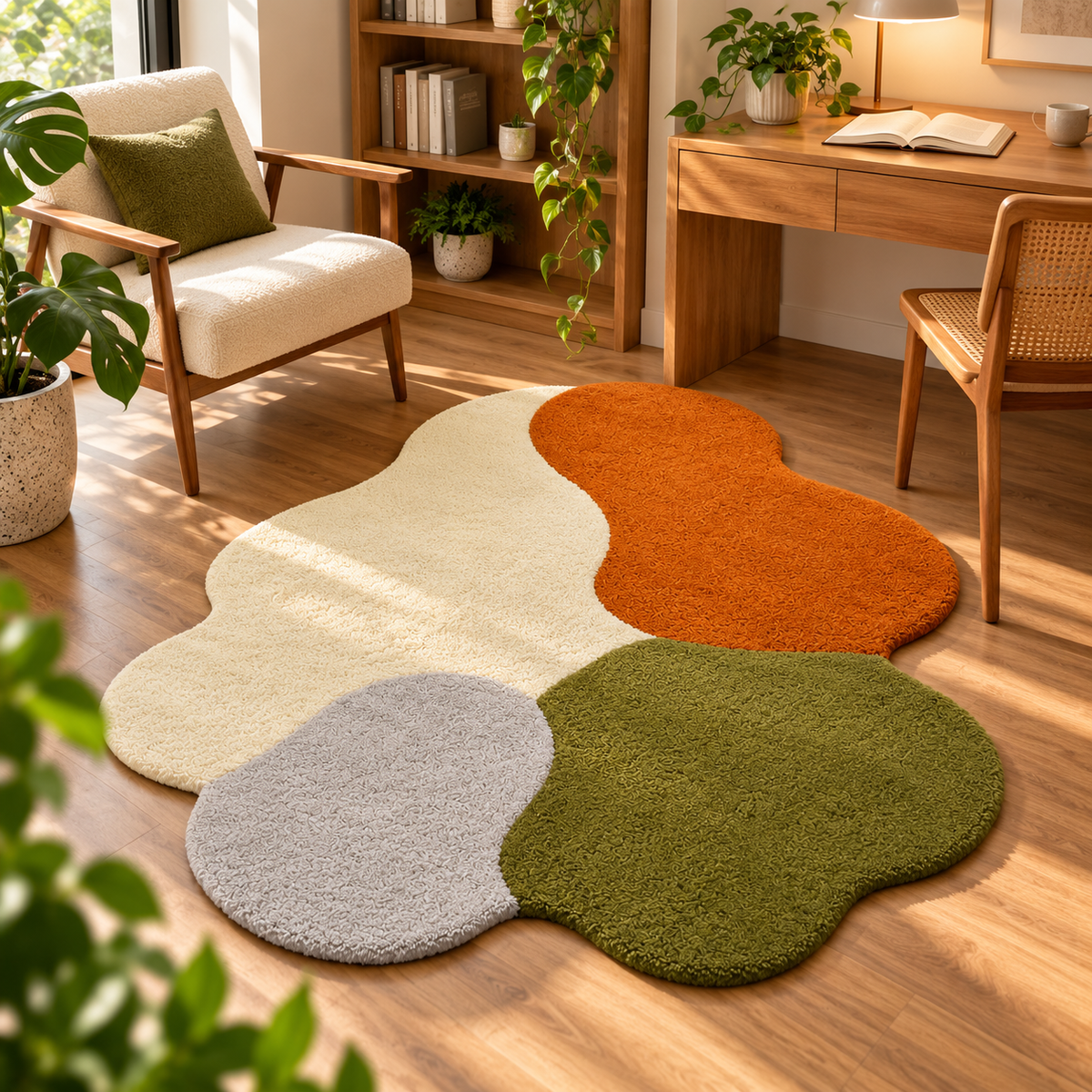 Organic Color Block Rug | Smooth Organic Color Block Shapes (GG)