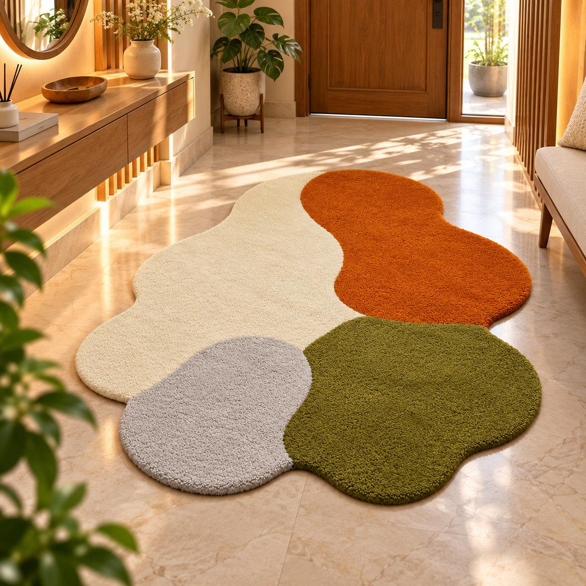 Organic Color Block Rug | Smooth Organic Color Block Shapes (GG)