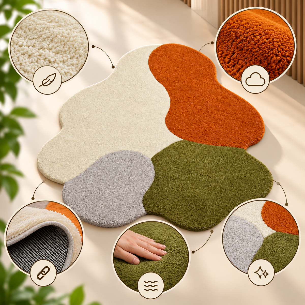 Organic Color Block Rug | Smooth Organic Color Block Shapes (GG)