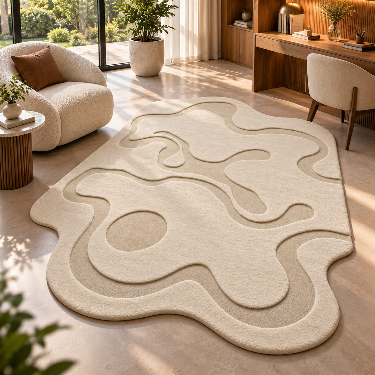 Organic Contour Rug | Flowing Sculptural Contour Patterns with Layered Organic Shapes (GG)