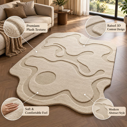 Organic Contour Rug | Flowing Sculptural Contour Patterns with Layered Organic Shapes (GG)
